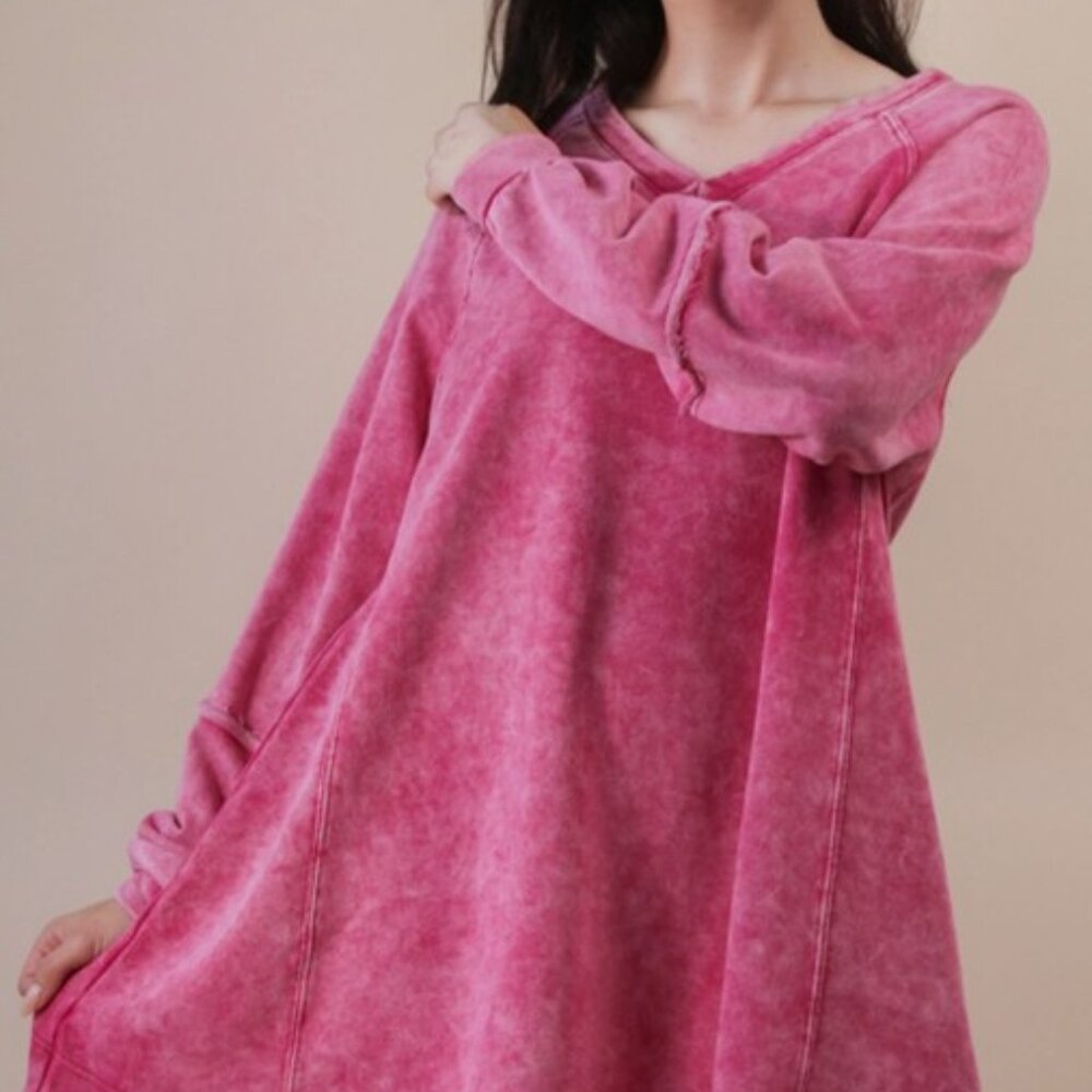 Mineral Washed Oversized A-Line Sweatshirt
